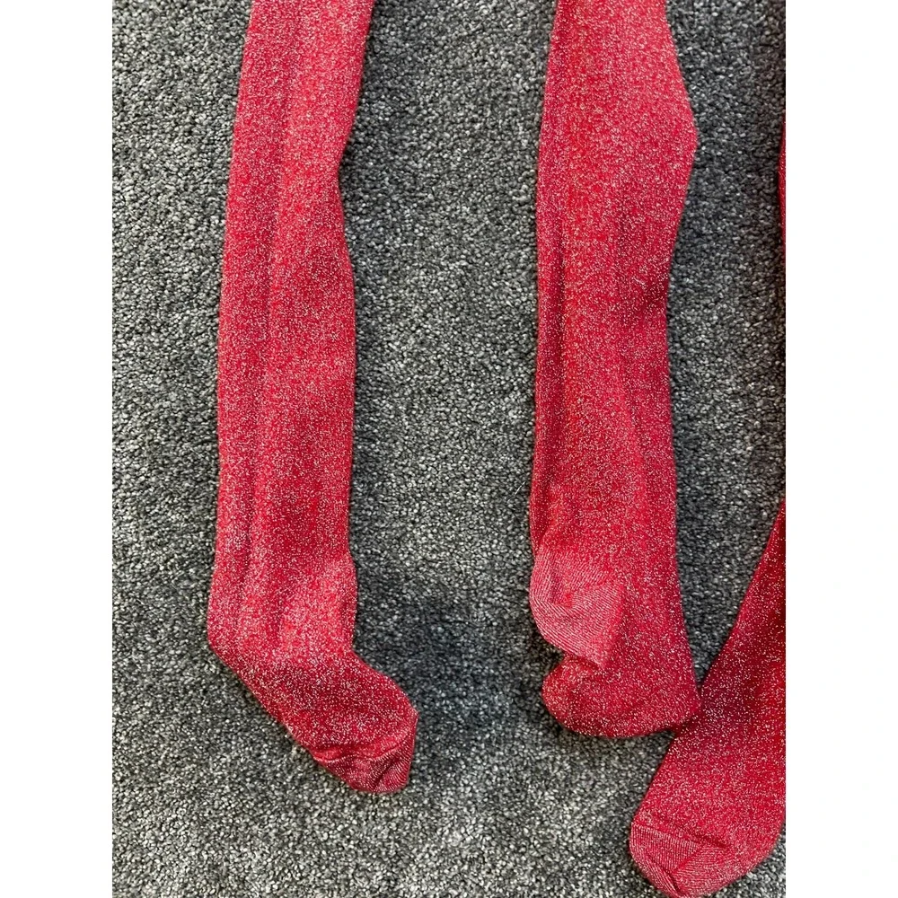 Hanna Andersson Knit Tights Lot‎ of 2 Size 150 US 12 Red Christmas Holiday